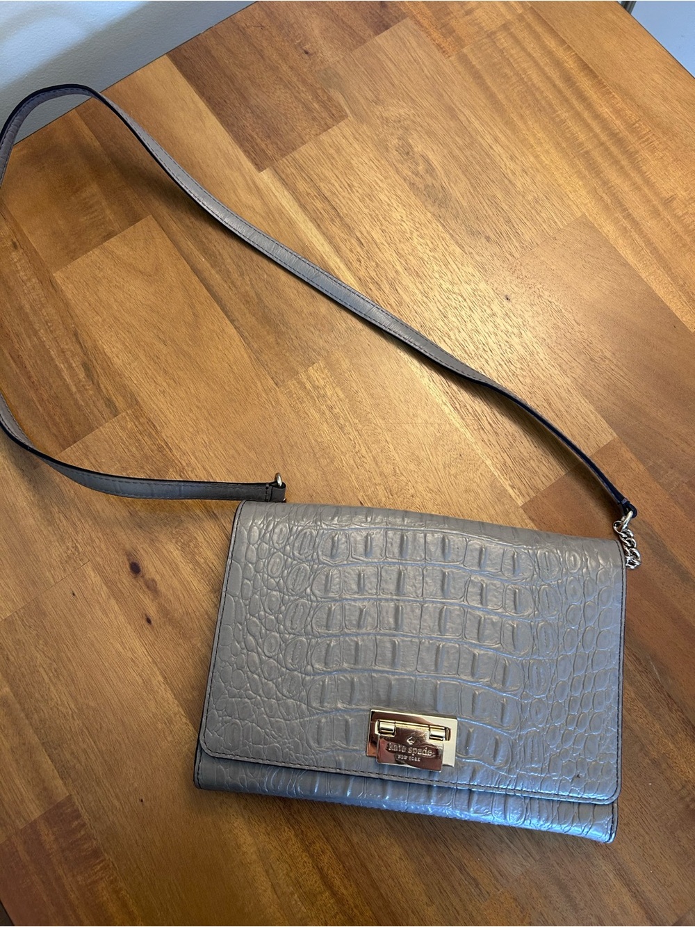 Kate Spade Orchard Valley Fiona Crossbody - Alligator Grey